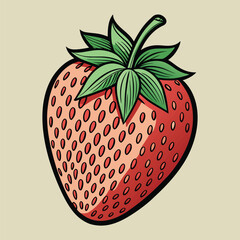 A vibrant, ripe red strawberry vector illustration, perfect for highlighting fresh, sweet fruit and healthy summer desserts