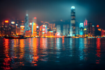 Fototapeta premium Blurred city lights background Hong Kong