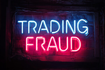 Fototapeta premium Trading Fraud Warning Sign - Neon Trading Fraud Alert