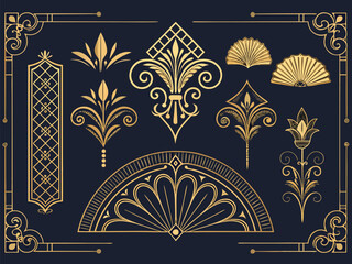 Elegant golden floral ornaments frame a vintage luxury design