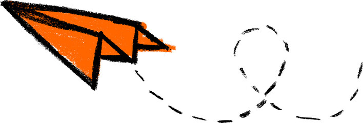 Flying Paper Plane Crayon Chalk Drawing PNG Transparent
