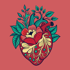Elegant floral heart design with roses, a perfect symbol of love and nature's beauty for cards and decorations