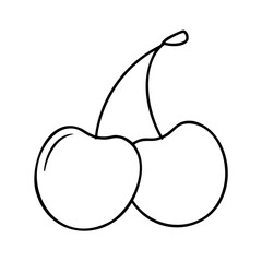 Two outline cherries with stems on a simple fruit cherry food