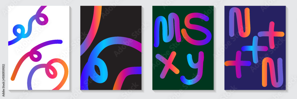 Fototapete Backgrounds with Abstract Color Lines. Wave Color Shapes Pattern. Rainbow Colored Fluid Graphic Elements. Posters with 3D Wavy and Spiral Ribbons, modern