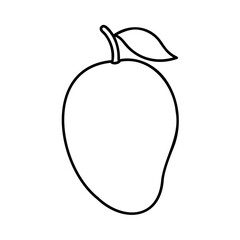 Outline a mango fruit with a leaf on a food healthy