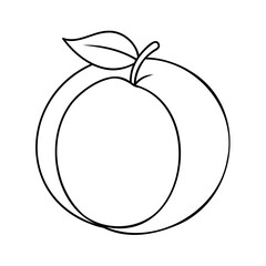 Outline a peach fruit with a leaf on a food