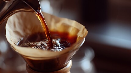 Pour Over Coffee Brewing with Filter