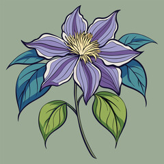 Lily floral vector illustration with leaves, perfect for nature-inspired summer and spring designs, patterns, and elegant botanical art