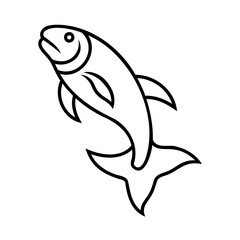 Line art a fish jumping upwards on a animal outline