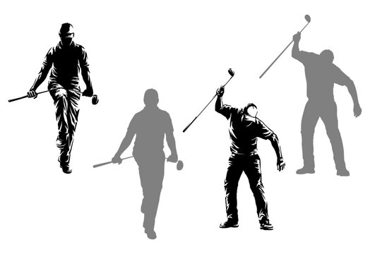 isolated angry golfer illustration logo