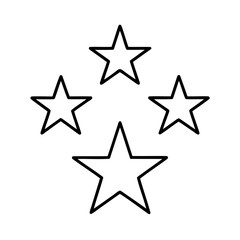 Outline stars graphic arranged in a four-star pattern on a shape symbol