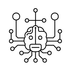 A brain-shaped circuit board with connected circles on a technology artificial