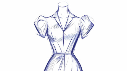 Vintage dress fashion design sketch