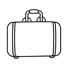 Outline a suitcase with handle feet on a travel luggage vector
