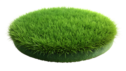 A round mound of lush green grass isolated on transparent background