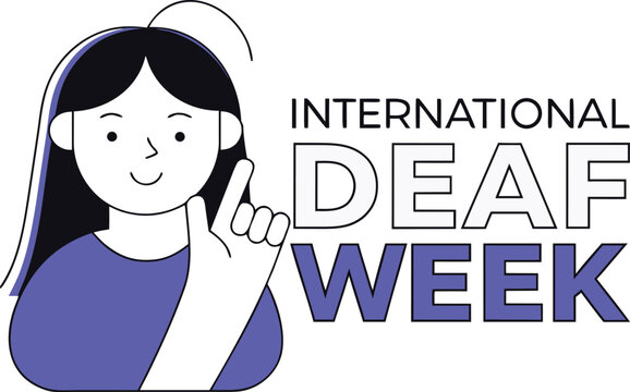 Celebrating international week of deaf people with a young girl communicating through sign language and symbolic hearing elements - Powered by Adobe