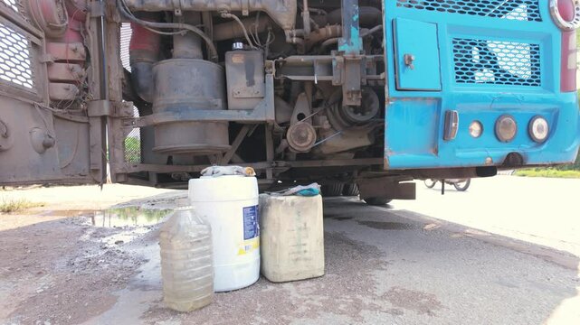 Bus Engine Breakdown: Close-Up of a Faulty Motor
