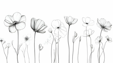 Black and white flowers illustration