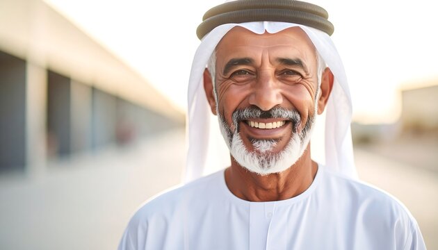 Smiling Middle Eastern man outdoors