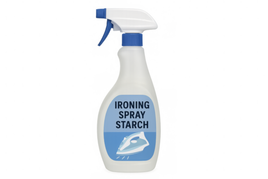 Ironing spray starch in a plastic spray bottle with transparent background