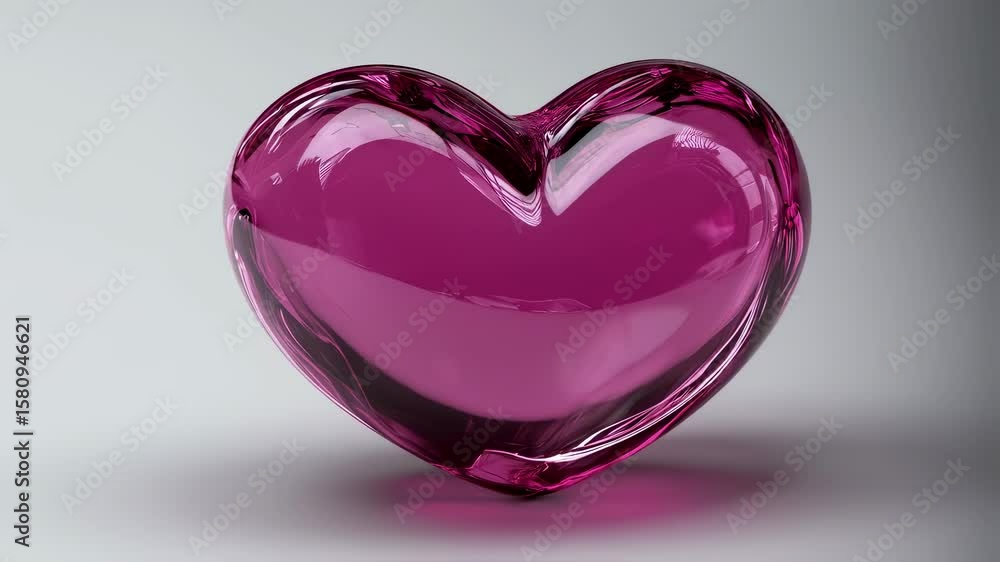 Poster a dynamic glossy pink heart spins and rotates on its axis with a lustrous sheen that catches the lig