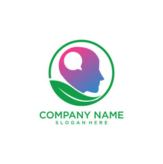 Human head logo design, mind and green logo technology