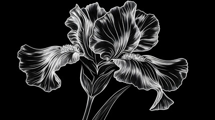 Black and white iris line illustration