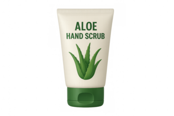 Aloe hand scrub in a tube with transparent background