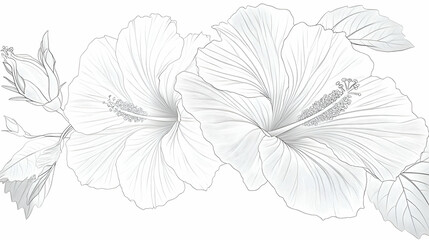 Monochromatic hibiscus illustration