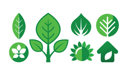 A vibrant vector set of green leaves and eco icons perfect for nature-inspired designs illustrating growth and environmental harmony