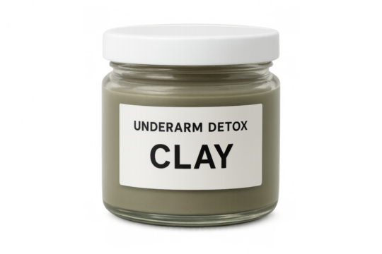 Underarm detox clay in a jar on transparent background