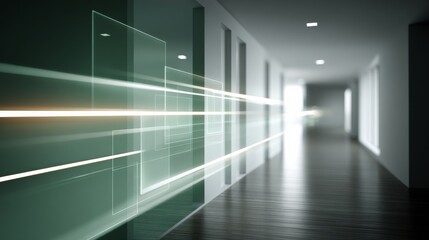 Dynamic light flow in modern hallway abstract visual indoor space futuristic design