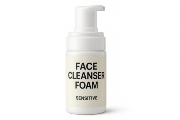 Face cleanser foam for sensitive skin on transparent background