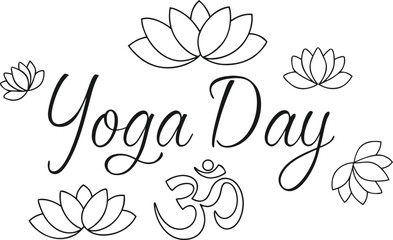 Celebratory international yoga day typography design featuring harmonious color palettes and classic fonts for wellness events