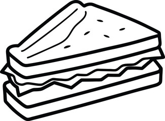 blt sandwich line art on white background