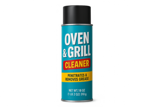 Oven and grill cleaner spray can on transparent background