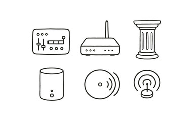 hand drawn cute doodle style isolated center control hub center focal plane center router switch center support column center access node center beacon transmitter