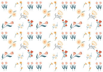 Abstract wildflowers seamless pattern