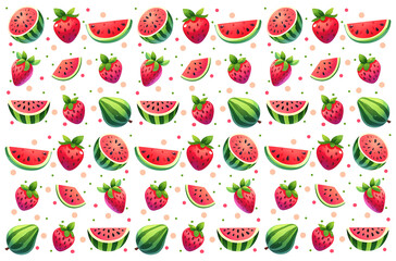 Watermelon and strawberries seamless pattern