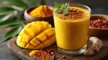 Golden Mango Turmeric Smoothie with Ginger