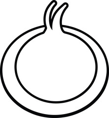 onion rings line art on white background