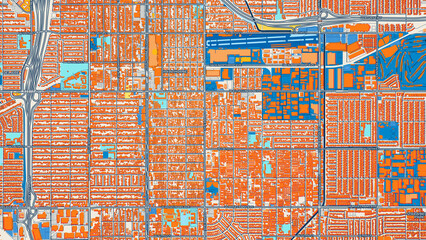 Colorful Hawthorne Street Map with Labels and Buildings