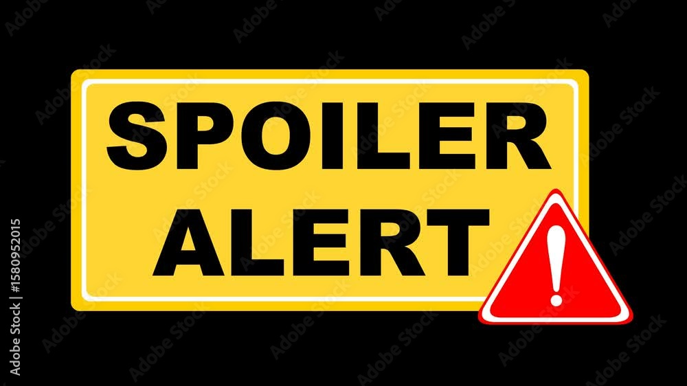 Poster video animation spoiler alert text banner message concept icon, on a transparent background with alp
