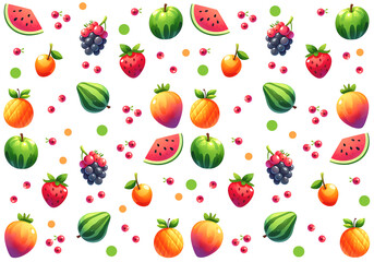 Colorful tropical fruits seamless pattern
