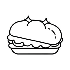 turkey avocado sandwich drawing on white background