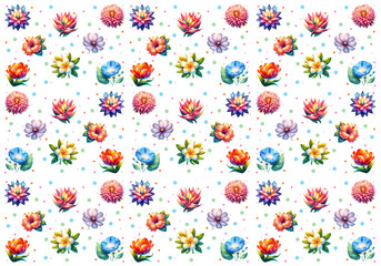 Colorful spring flowers seamless pattern