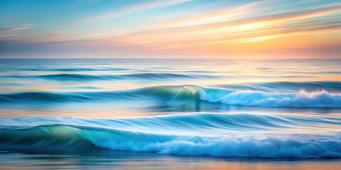 Serene Ocean Waves at Sunrise A Breathtaking View of Rolling Turquoise Water and Pastel Sky
