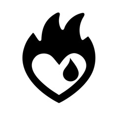 Iconic Heart with Flames Symbolizing Passion, Loss, and Transformation Through Fiery Emotion and Burning Love, Represents Intense Feelings.