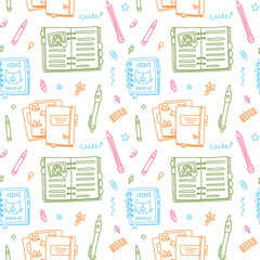seamless with school stationery