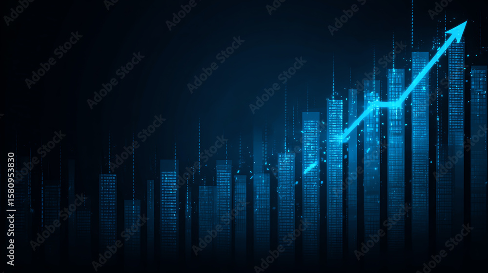 Aufkleber abstract digital financial graph representing growth, showcasing upward trends and data visualizatio